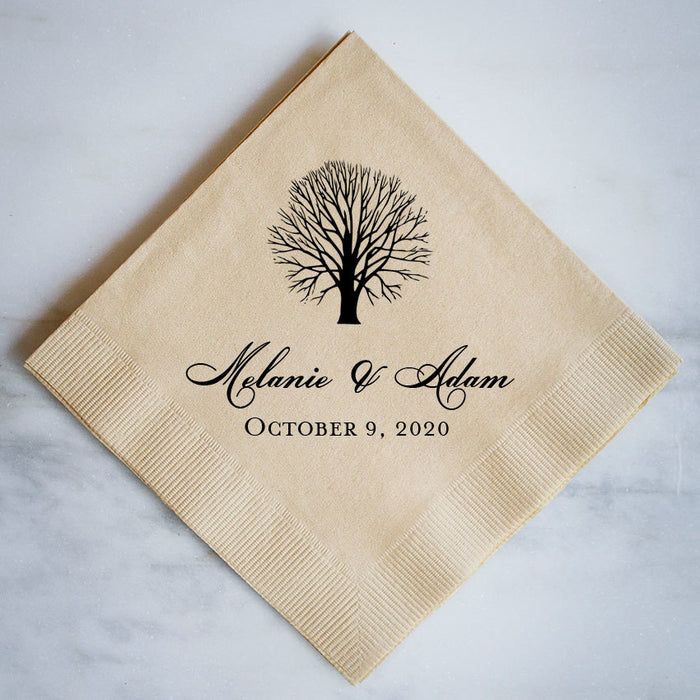 Personalized Fall Wedding Napkins - set of 100