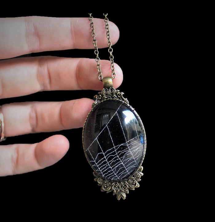 Preserved Spider Web Necklace-Necklaces-Kitty Bomb Curios-PaxtonGate