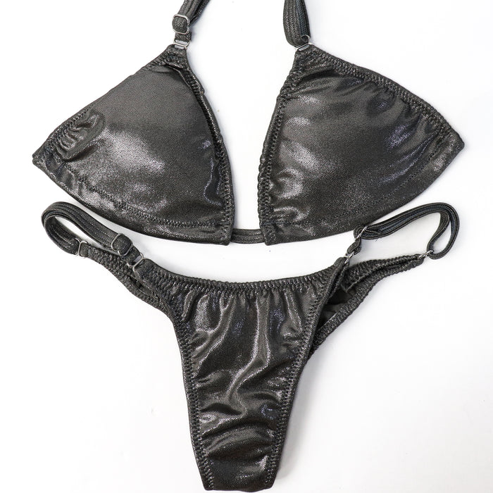 QS ST: Hologram Silver Posing Practice Suit. Small/Pro, Petite Rise.  Angel Competition BikinisThe best NPC Competition Suits for the Bikini Division, Fit Model Division Suits, and bodybuilding suits.