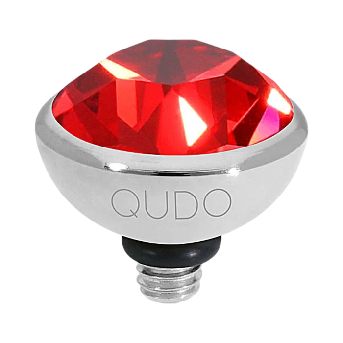 QUDO Bottone silver, QUDO interchangeable jewelry, silver crystal topper, red crystal jewelry, orange crystal jewelry, Swarovski crystal jewelry, interchangeable jewelry topper, warm tone crystal jewelry, statement crystal jewelry, QUDO top