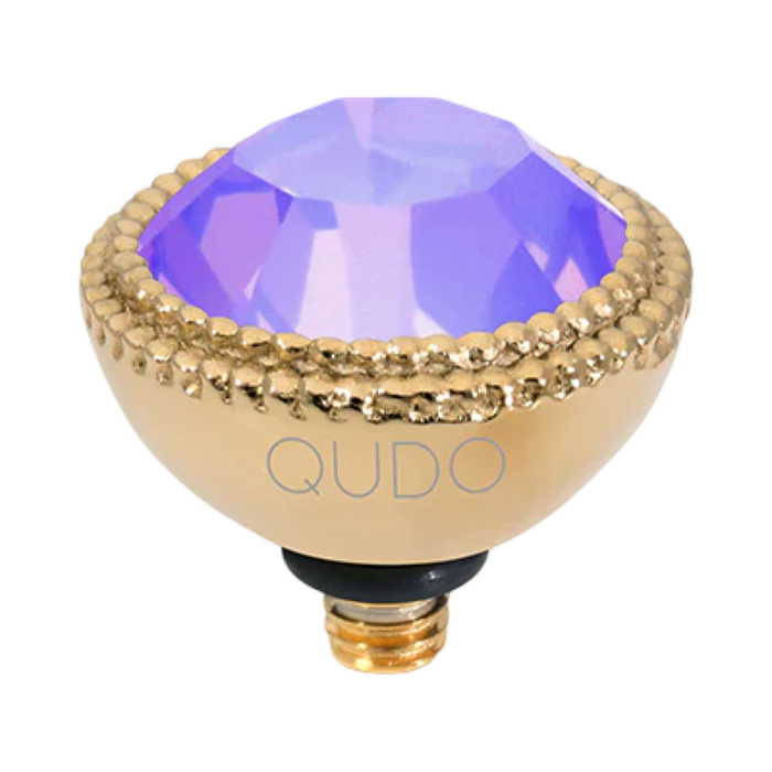 QUDO Fabero gold, QUDO interchangeable jewelry, purple crystal jewelry, gold crystal topper, Swarovski crystal jewelry, interchangeable jewelry topper, purple jewelry, statement crystal jewelry, QUDO top, luxury crystal jewelry