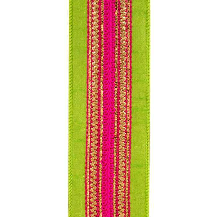 Regal Stripe Ribbon in Lime & Fuchsia | 2.5”