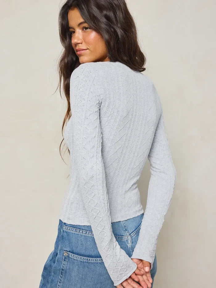 Seamless Jacquard Top - Heather Grey-view 3