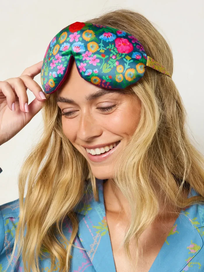Sleep Mask - Dark Teal Floral-view 1