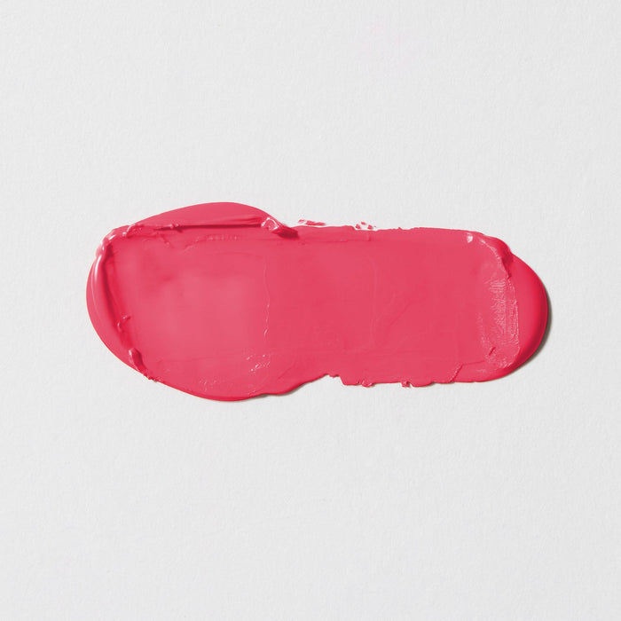 Think Pink coral pink lipstick swatch with cool undertones and creamy semi-matte finish
