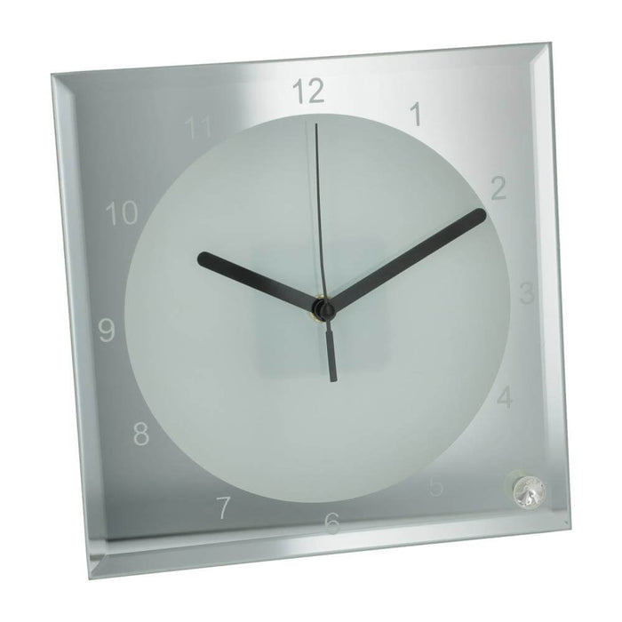 Sublimation Clock - 20cm Glass Square - Black Metal Hands