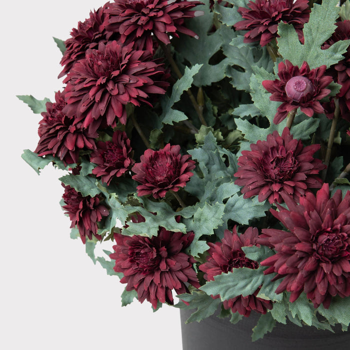 UV Treated Indoor/Outdoor Potted Fake Fall Mums in Merlot