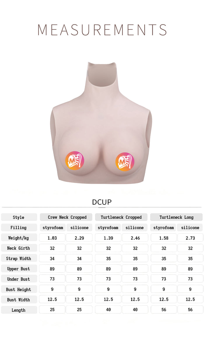 ZERO TOUCH 2 | D Cup Silicone Breastplate, Realistic MTF Breast Forms